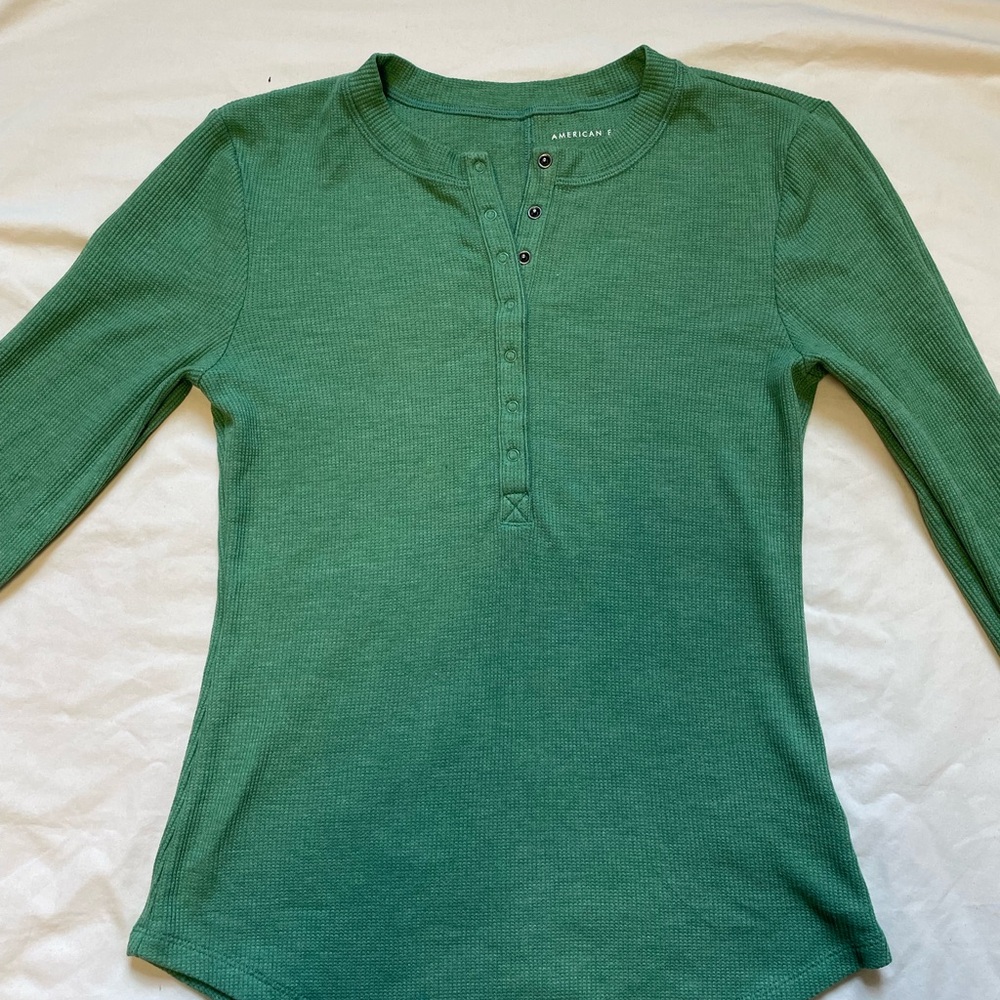 American Eagle Teal Button-Up Top